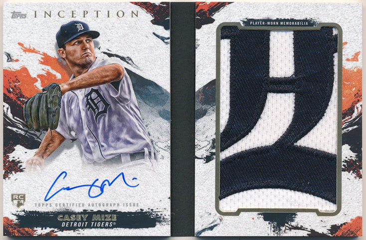 Casey Mize MLB 2021 Topps Inception Autographed Team Logo Patch Booklet 1/2