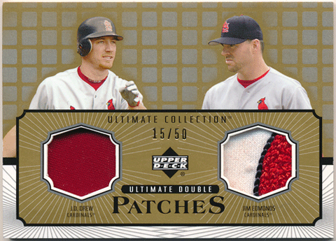 Jim Edmonds / J.D Drew MLB 2002 UD Ultimate Collection Double Patches 15/50 Edmonds Jersey Number
