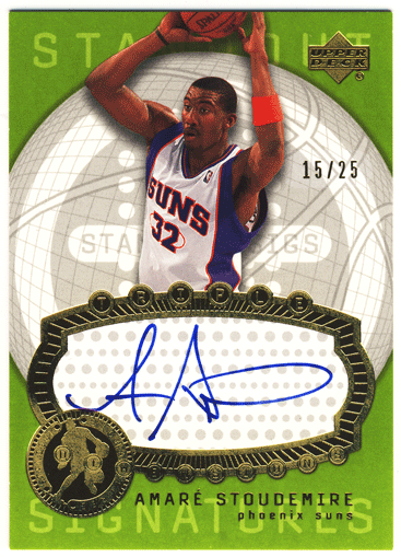 Amare Stoudemire NBA 03-04 UD Triple Dimensions Standout Sigs Auto 15/25