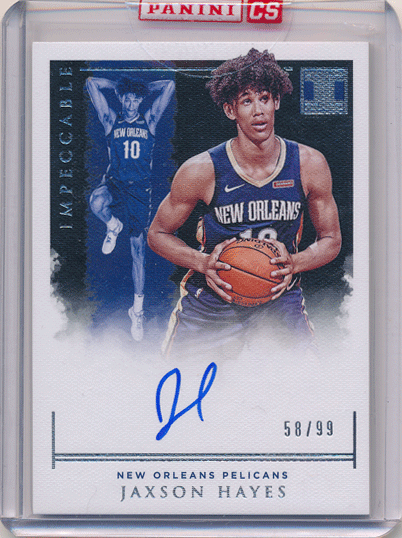 Jaxson Hayes NBA 2019-20 Panini Impeccable RC Rookie Signature Auto 58/99