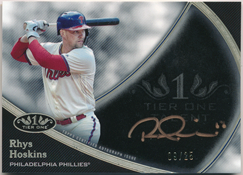 Rhys Hoskins MLB 2020 Topps Tier One Talent Autograph Bronze Ink 09/25