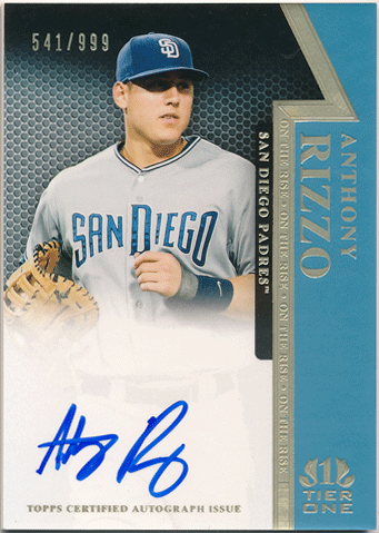 Anthony Rizzo MLB 2011 Topps Tier One On The Rise Signature Auto 541/999