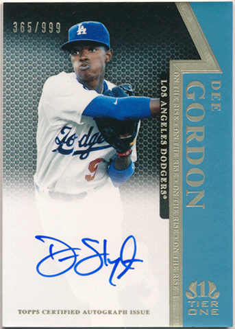 Dee Gordon MLB 2011 Topps Tier One On The Rise Signature Auto 365/999