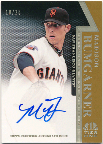 Madison Bumgarner MLB 2011 Topps Tier One On The Rise Gold Signature Auto 19/25