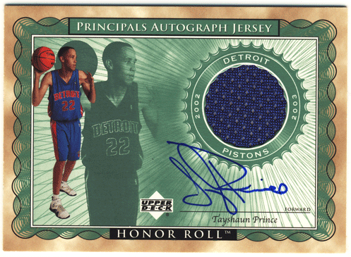Tayshaun Prince NBA 02-03 UD Honor Roll Principals Autograph Jersey Auto