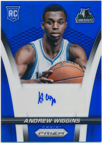Andrew Wiggins NBA 2014-15 Panini Prizm RC Blue Prizm Signature Auto 125/249