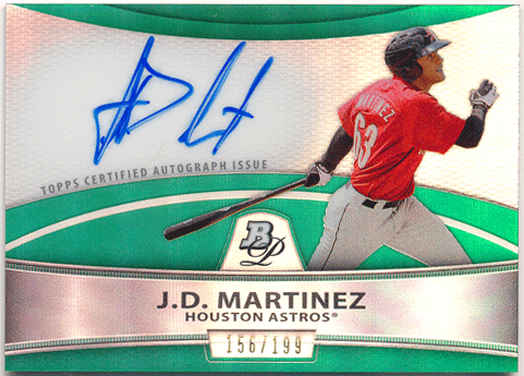 J.D. Martinez MLB 2010 Bowman Platinum Green Refractor Signature Auto 156/199