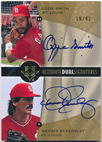 Ozzie Smith / Dennis Eckersley MLB 2009 Upper Deck Ultimate Collection Dual Signature Auto 19/42