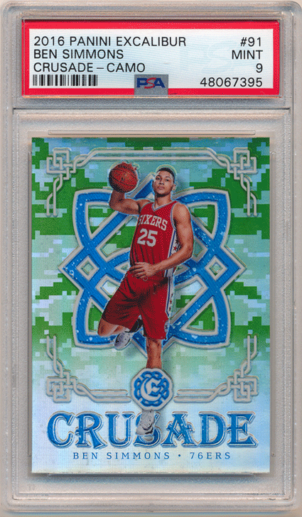 Ben Simmons NBA 2016-17 Panini Excalibur RC Rookie Crusade Camo Prizm PSA 9