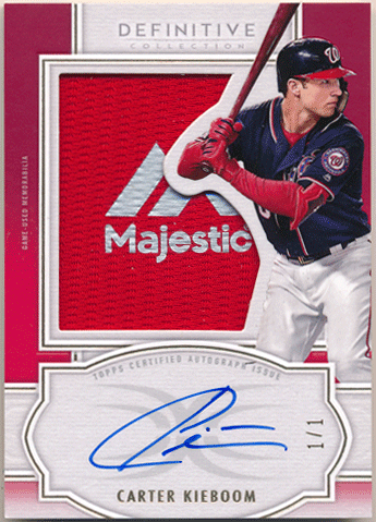 Carter Kieboom MLB 2020 Topps Definitive Collection Red Majestic Tag Patch Auto 1/1 1of1
