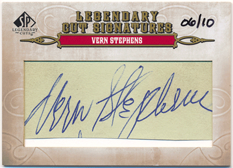 Vern Stephens MLB 2011 Upper Deck SP Legendary Cuts Signature Auto 06/10