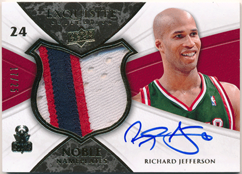 Richard Jefferson NBA 2008-09 Upper Deck Exquisite Collection Noble Nameplates Signature Patch Auto 17/25