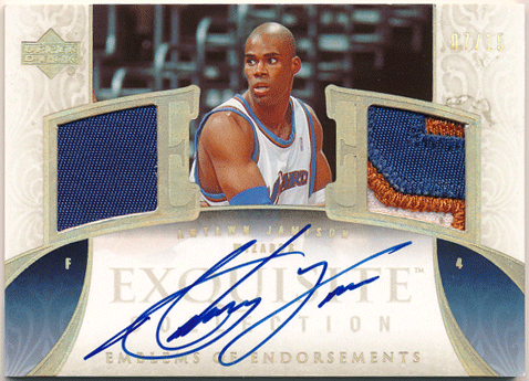 Antawn Jamison NBA 2005-06 Upper Deck Exquisite Collection Emblems of Endorsements Signature Patch Auto 07/15
