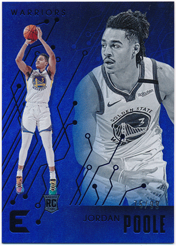 Jordan Poole NBA 2019-20 Panini Chronicles Essentials RC Rookie Blue Parallel 75/99