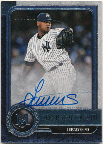 Luis Severino MLB 2019 Topps Museum Collection Archival Signature Auto 026/199