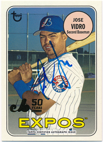 Jose Vidro MLB 2019 Topps Archives 50th Anniversary of the Montreal Expos Gold Auto 22/50