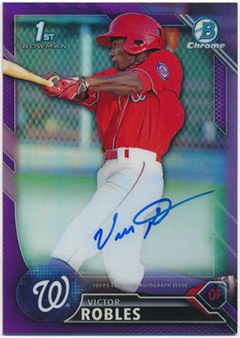 Victor Robles MLB 2016 Bowman Chrome 1st Bowman Purple Refractor Signature Auto 033/250