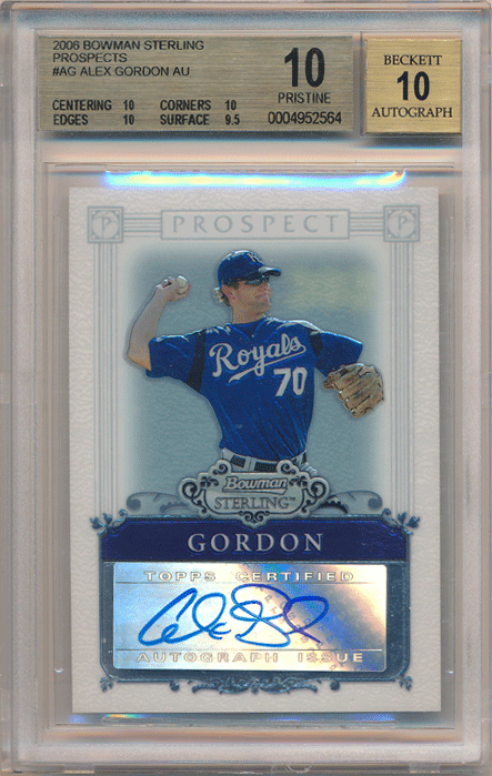 Alex Gordon MLB 2006 Bowman Sterling Prospect Signature BGS 10 Auto 10