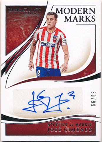 Jose Gimenez Soccer 2020 Panini Immaculate Collection Modern Marks Signature Auto 60/99