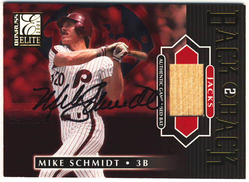 Mike Schmidt MLB 2001 Donruss Elite Back 2 Back Jacks Bat Auto 044/100