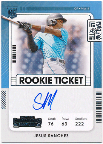 Jesus Sanchez MLB 2021 Panini Contenders RC Rookie Ticket Signature Auto