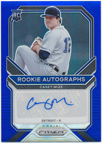 Casey Mize MLB 2021 Panini Prizm RC Rookie Blue Prizm Signature Auto 026/125