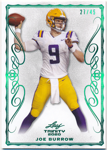 Joe Burrow NFL 2020 Leaf Trinity RC Rookie Green Parallel 27/45