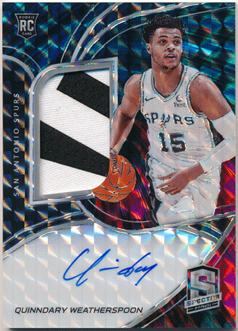 Quinndary Weatherspoon NBA 2019-20 Panini Spectra RC Rookie Intersteller Prizm Patch Auto 35/49