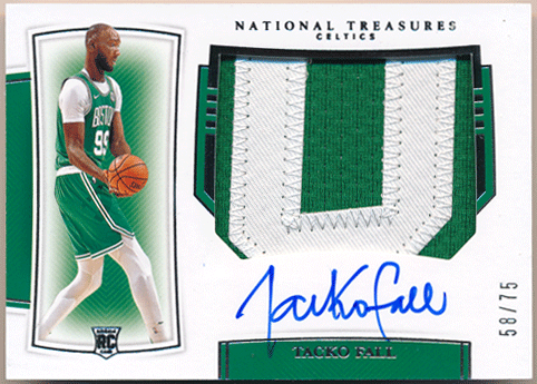 Tacko Fall NBA 2019-20 Panini National Treasures RC Rookie Horizontal RPA Patch Auto 58/75