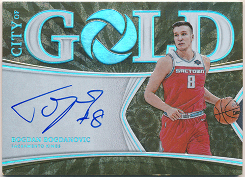 Bogdan Bogdanovic NBA 2019-20 Panini Opulence City of Gold Platinum Signature Auto 1/1 1of1