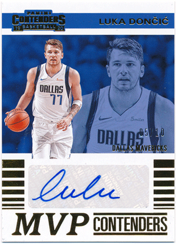 Luka Doncic NBA 2020-21 Panini Contenders MVP Contenders Gold Signature Auto 05/10