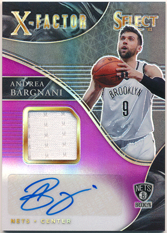 Andrea Bargnani NBA 2020-21 Panini Select X-Factor Purple Prizm Signature Jersey Auto /99