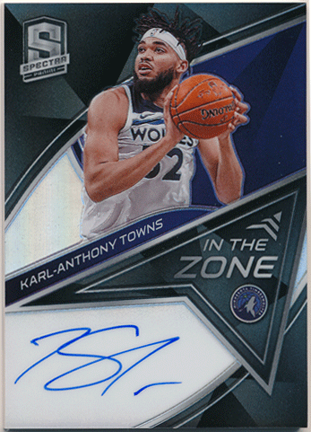Karl-Anthony Towns NBA 2019-20 Panini Spectra In the Zone Prizm Signature Auto 12/25
