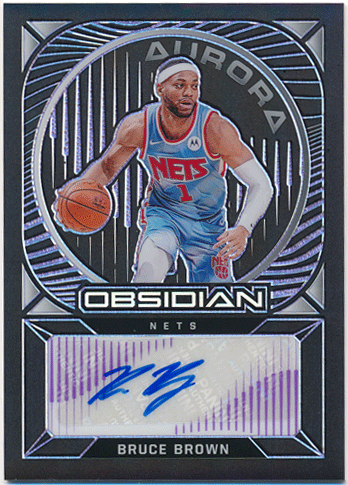 Bruce Brown NBA 2020-21 Panini Obsidian Aurora Purple Prizm Signature Auto 10/75
