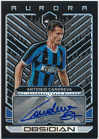 Antonio Candreva Soccer 2019-20 Panini Obsidian Aurora Prizm Signature Auto 057/149