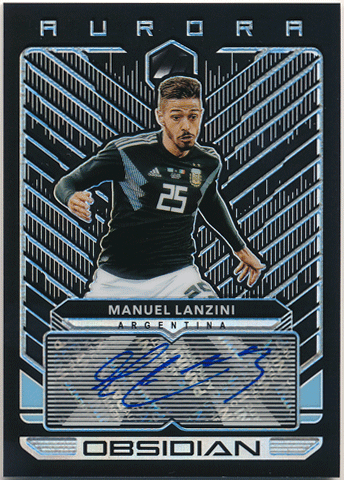 Manuel Lanzini Soccer 2019-20 Panini Obsidian Aurora Prizm Signature Auto 023/149