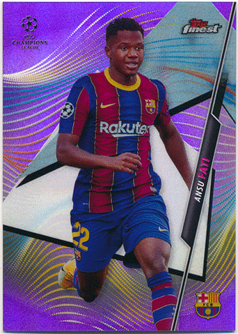 Ansu Fati Soccer 2020-21 Topps Finest UEFA Champions League Purple Refractor 084/250