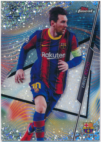 Lionel Messi Soccer 2020-21 Topps Finest UEFA Champions League Speckle Refractor 088/175