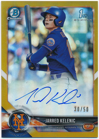 Jarred Kelenic MLB 2018 Bowman Chrome 1st Bowman Gold Refractor Signature Auto 30/50