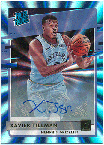 Xavier Tillman NBA 2020-21 Panini Donruss RC Rated Rookie Light Blue Laser Signature Auto