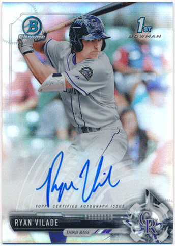Ryan Vilade MLB 2017 Bowman Chrome 1st Bowman Refractor Signature Auto 298/499