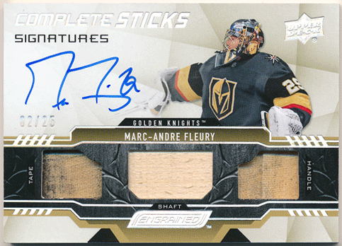 Marc-Andre Fleury NHL 2019-20 Upper Deck Engrained Complete Sticks Tape Handle Signatures Auto 02/25