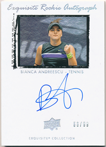 Bianca Andreescu Tennis 2020 Upper Deck Goodwin Champions Exquisite Collection Exquisite Rookie Signature Auto 56/99