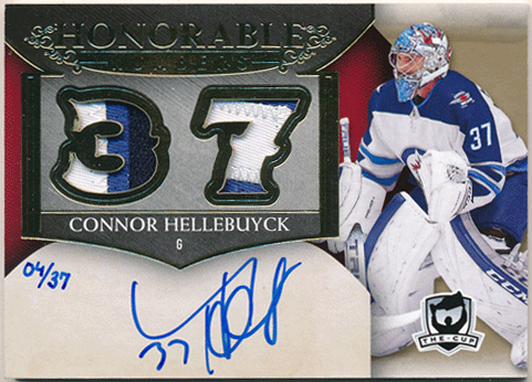 Connor Hellebuyck NHL 2018-19 Upper Deck The Cup Honorable Signature Patch Auto 04/37