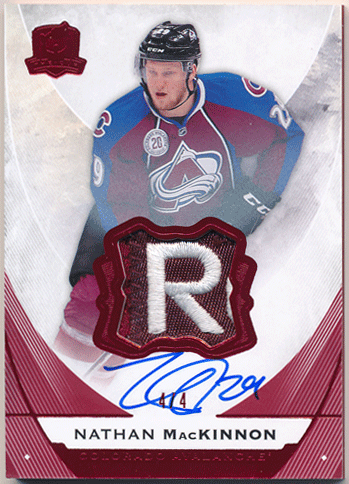 Nathan MacKinnon NHL 2015-16 Upper Deck The Cup Red Foil Tag Patch Auto 4/4