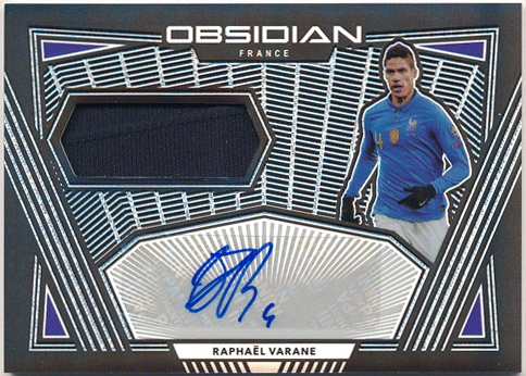 Raphael Varane Soccer 2019-20 Panini Obsidian Prizm Signature Jersey Auto 86/99