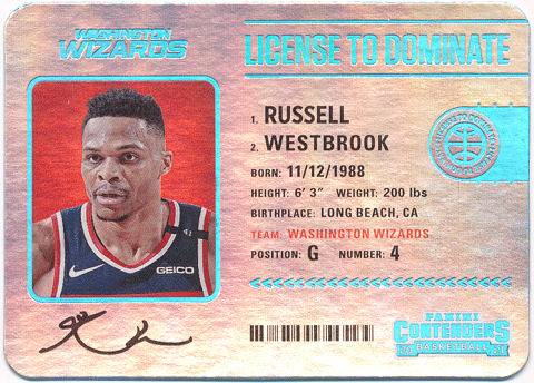 Russell Westbrook NBA 2020-21 Panini Contenders License to Dominate