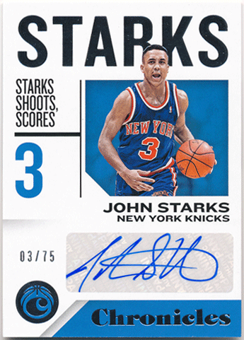 John Starks NBA 2018-19 Panini Chronicles Signature Auto 03/75 Jersey Number