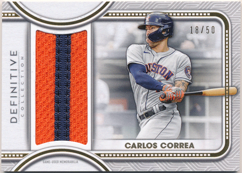 Carlos Correa MLB 2022 Topps Definitive Collection Jumbo Relic Patch 18/50