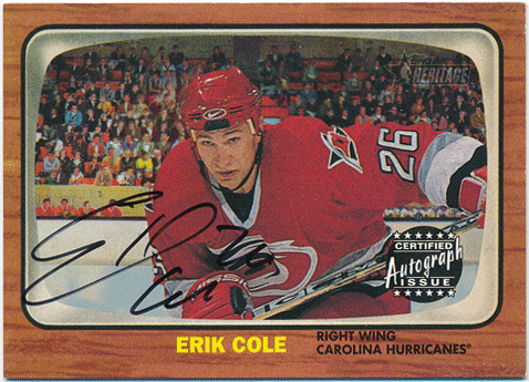 Erik Cole NHL 2002-03 Topps Heritage Real One Signature Auto